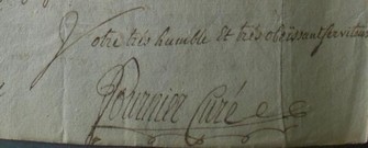 Signature du curé Fournier